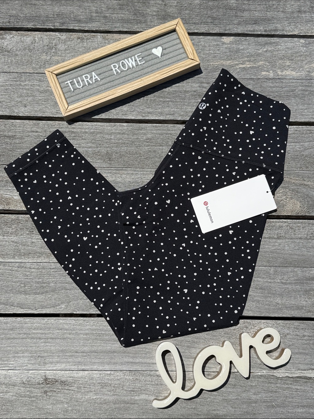 Lululemon Align No Line High-Rise Pant 25” Heart Scatter Dot‎ Black NWT size 8